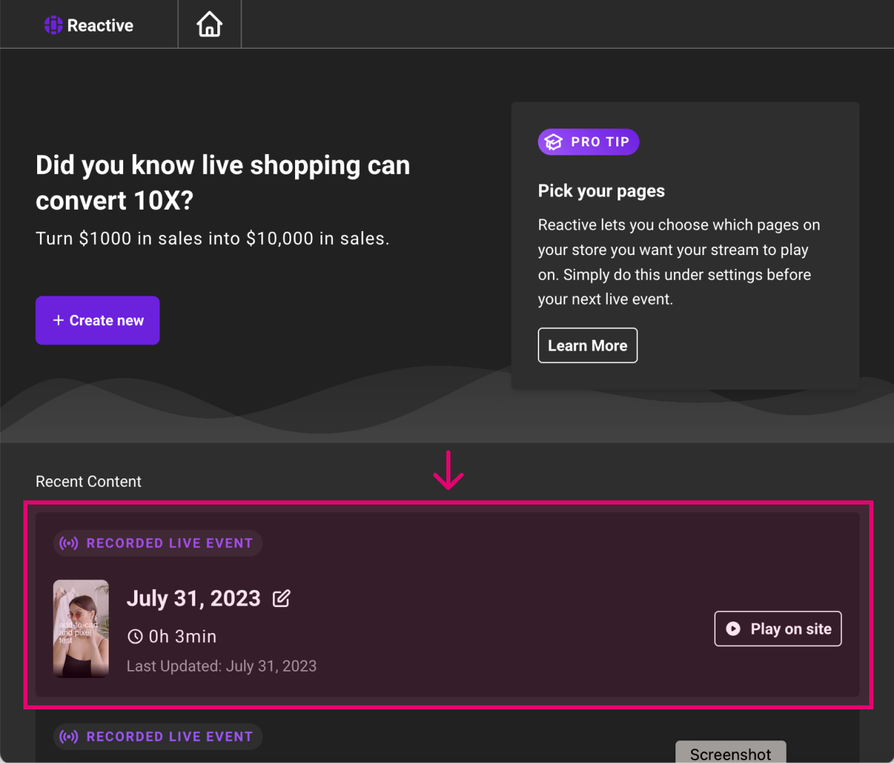 Select content