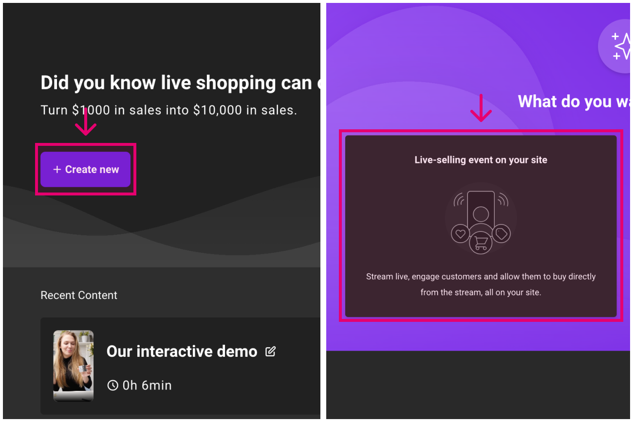 Create new live event