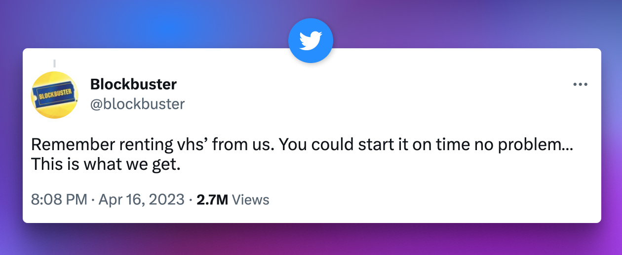 Blockbuster tweet