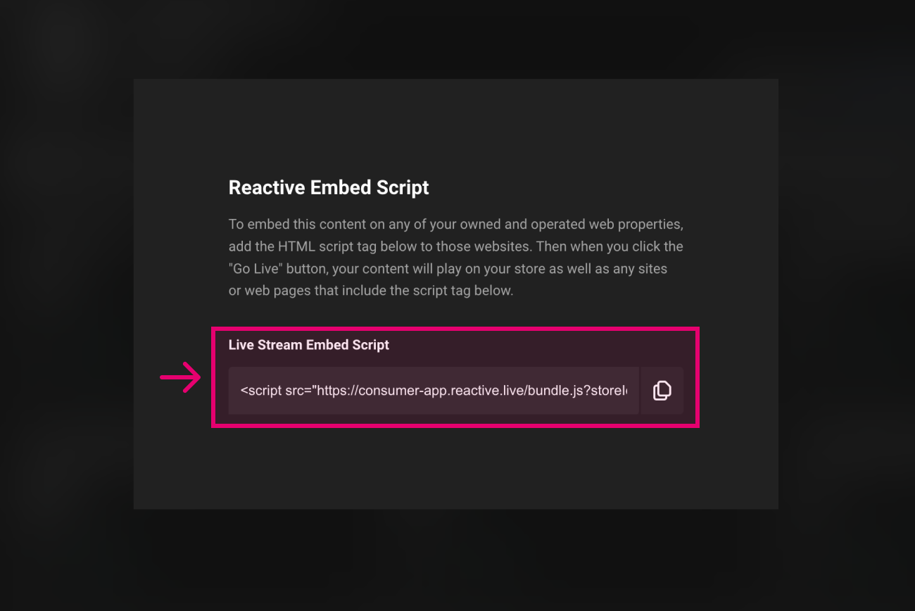 Copy embed script