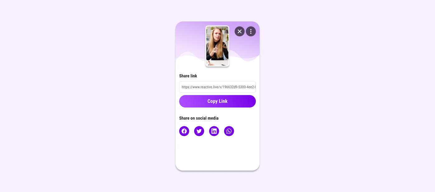 Customer sharing UI