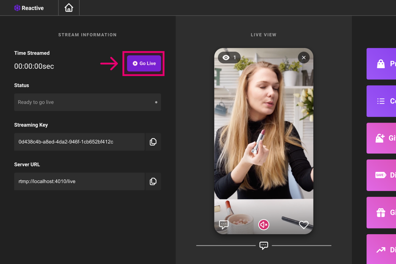Click go live button