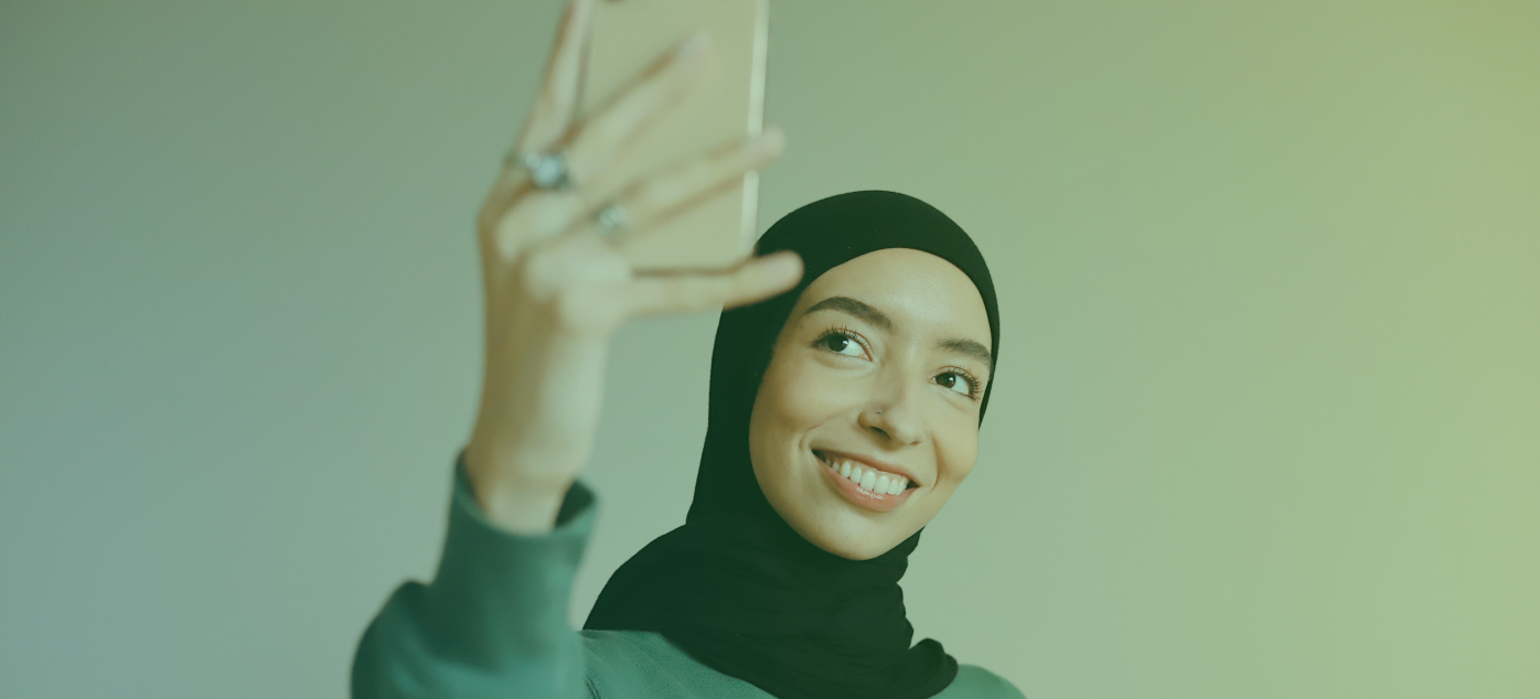Influencer holding phone