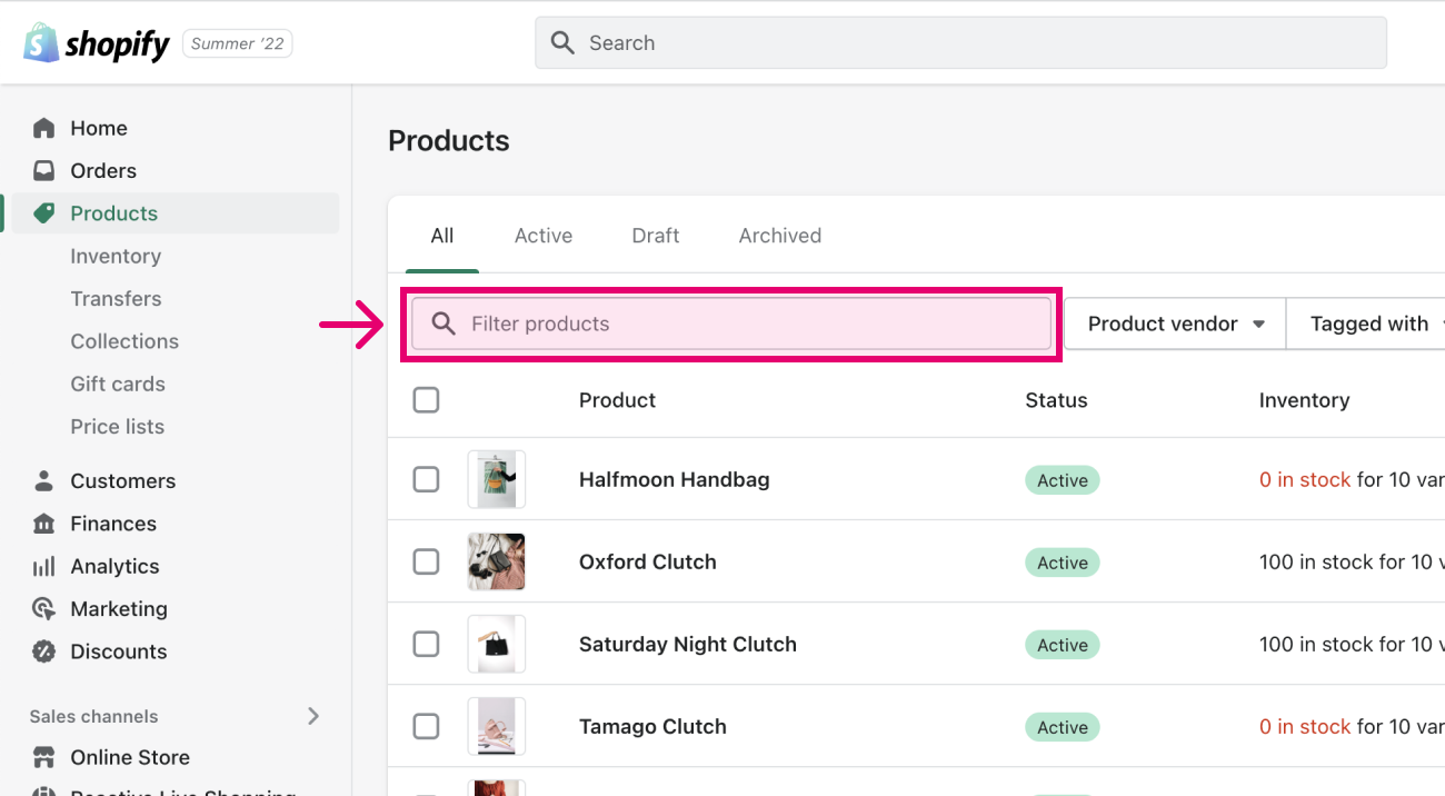 Search for the product by name