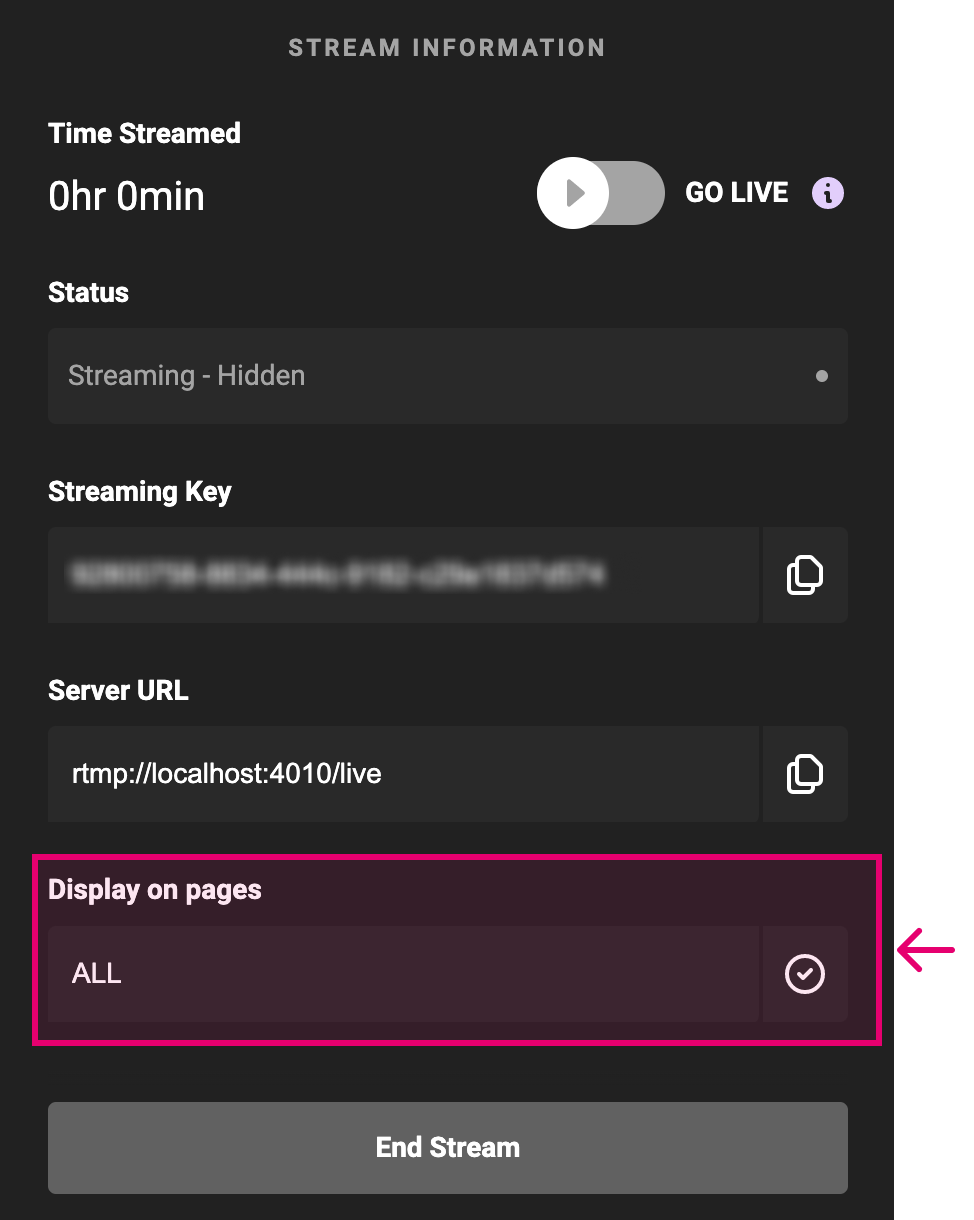 Display on pages input