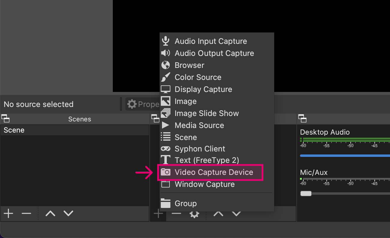 Select video source